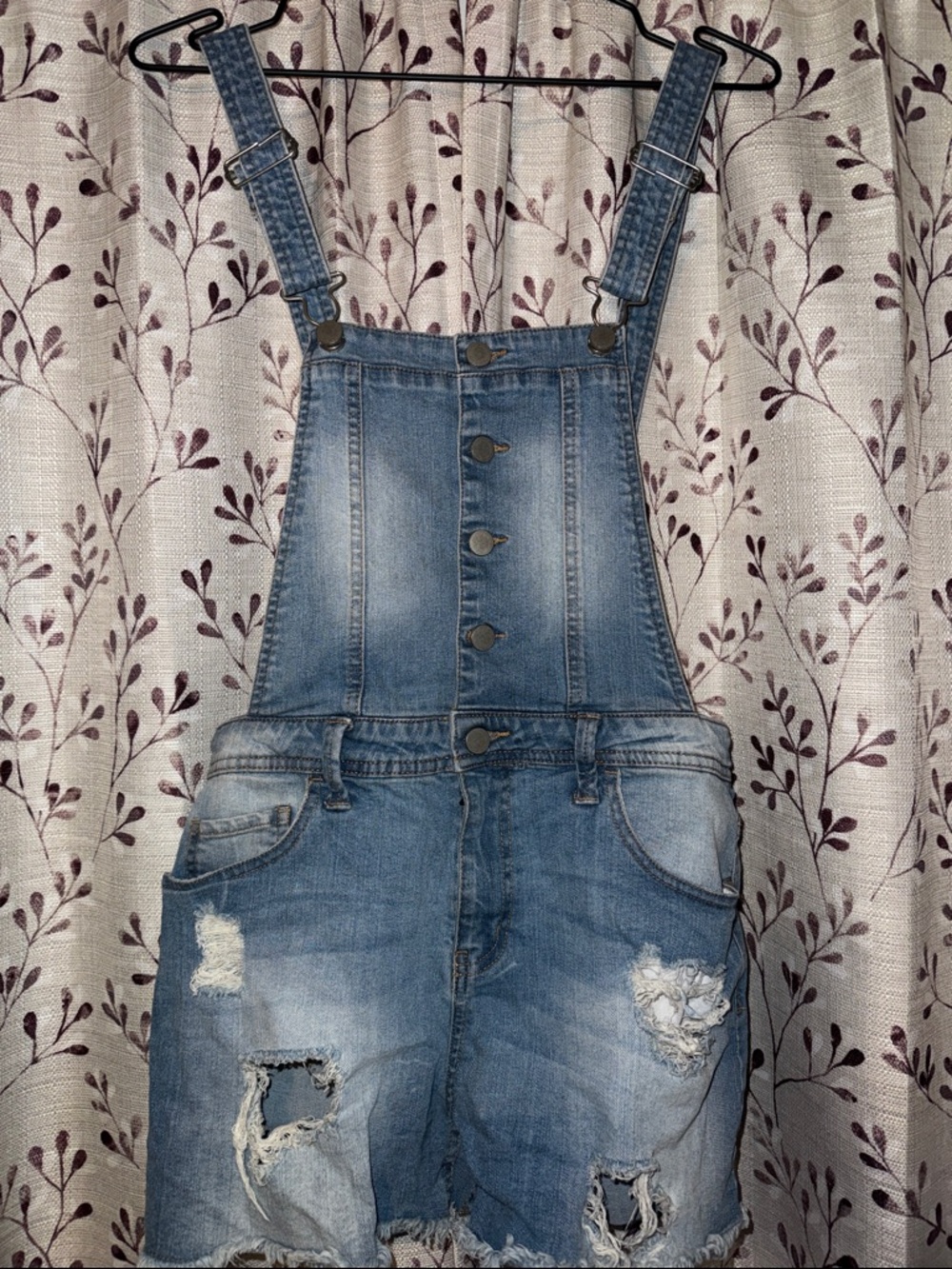 Denim Overall Shorts - Distressed Blue Women's Harper Jeans
